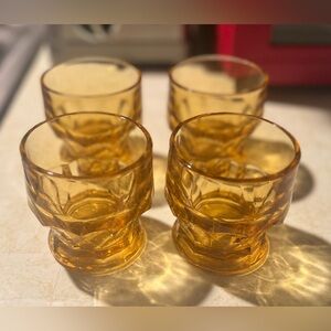Vintage set of 4 ANCHOR HOCKING amber glasses